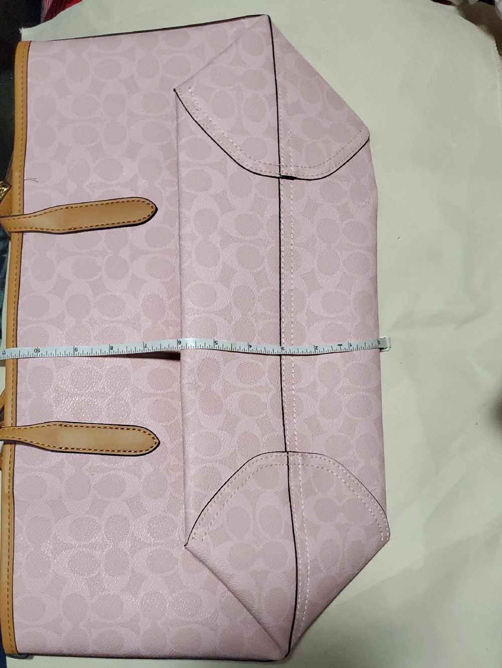 Coach Pink Signature Tote with Tan Trim - Picture 13 of 16